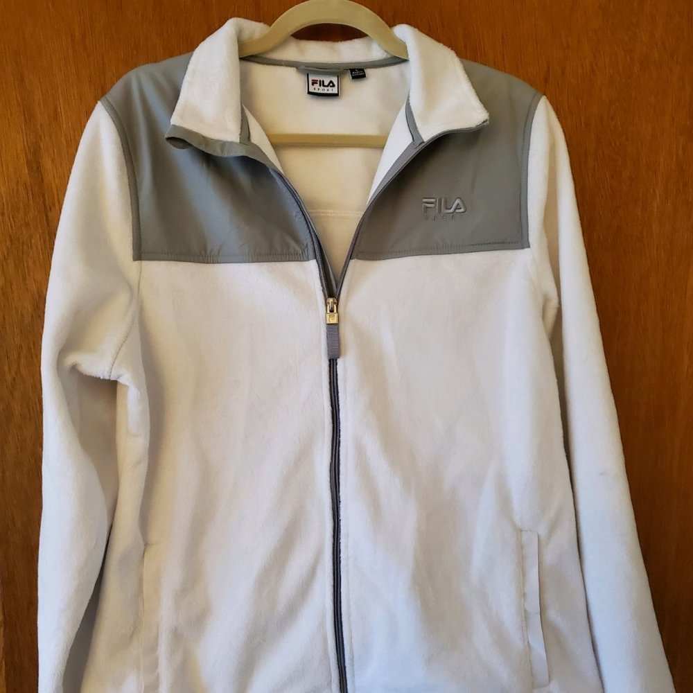 FILA Sport Jacket - White and Gray - Large